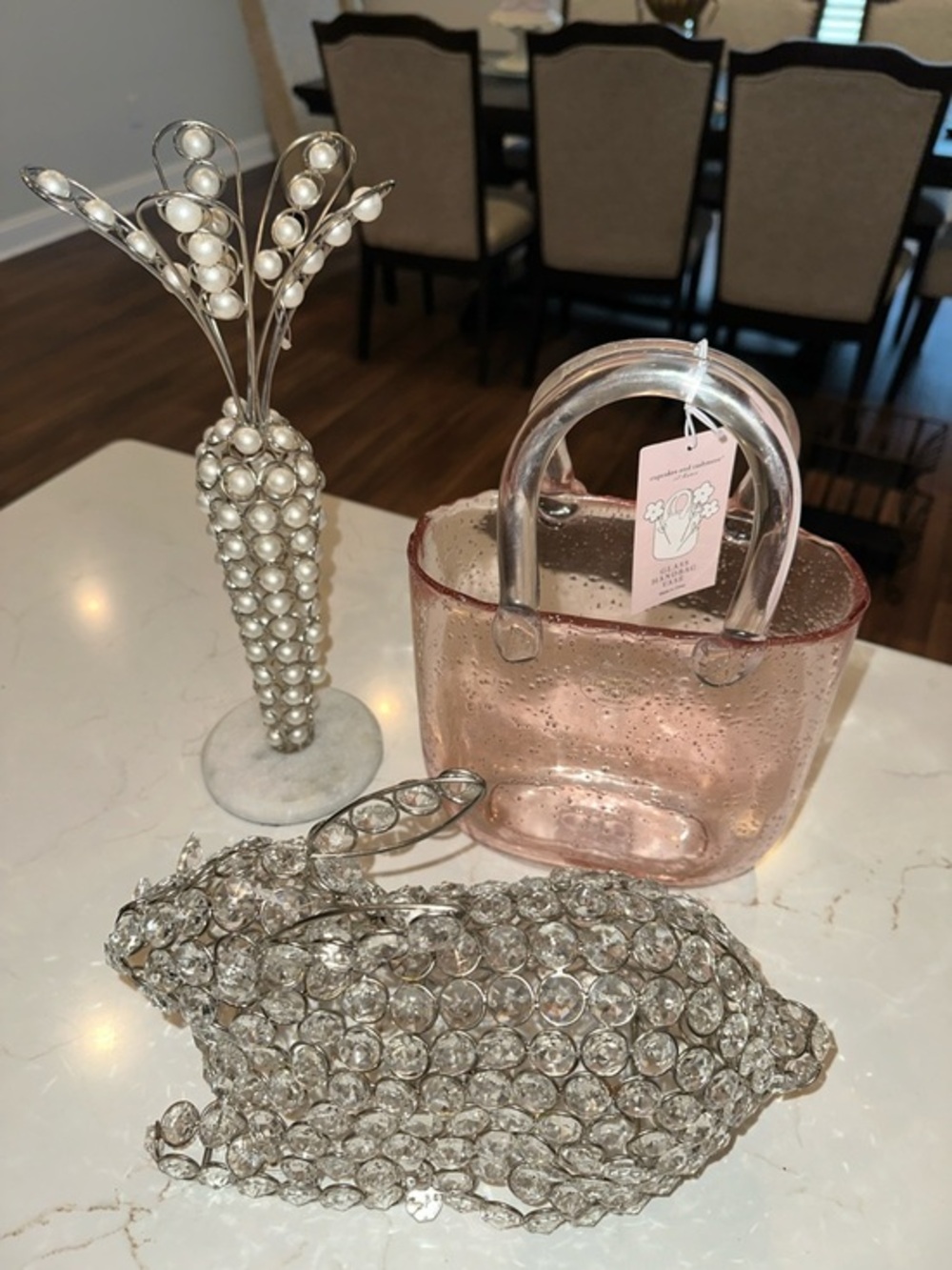 Rachel Zoe Easter Carrot Spring Elegant Silver Pearl and Marble Decor Piece